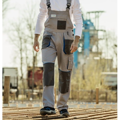 HOEGERT TECHNIK - рабочий полукомбинезон серый, 100% хлопок