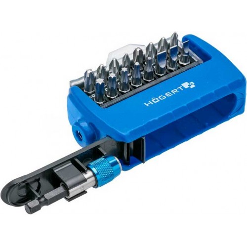 HOEGERT Набор бит с битодержателем 1/4", SL, PH, PZ, Torx, 17 шт.