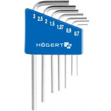 HOEGERT Набор шестигранных Г-образных ключей 0,71-3 мм, CrV, 7 шт.