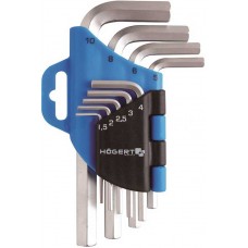 HOEGERT Набор шестигранных Г-образных ключей 1,5-10 мм, CrV, 9 шт.