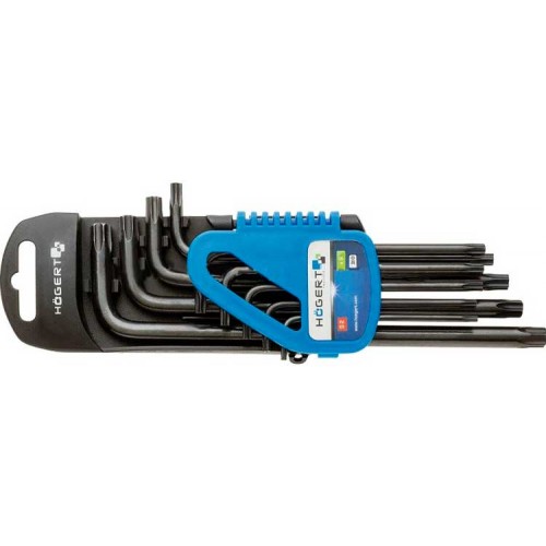 HOEGERT Набор Г-образных удлиненных ключей TORX, Т10-Т50, 9 шт.
