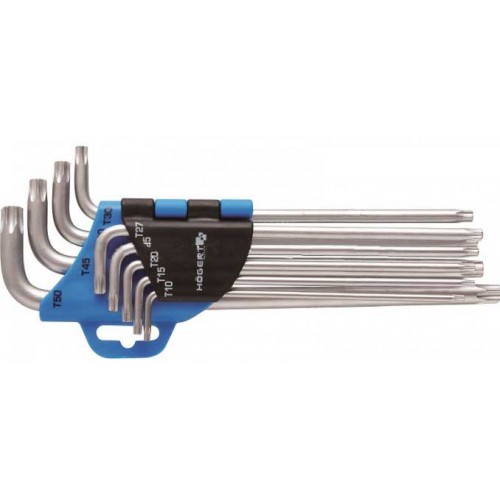 HOEGERT Набор Г-образных удлиненных ключей TORX, Т10-Т50, 9 шт.