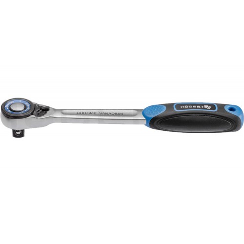 HOEGERT Трещотка прямая с кнопкой 3/8", 72 зубца