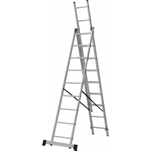 Лестница алюминиевая трёхсекционная 9*3 ступеней NV 1230 артикул 1230309 Новая высота