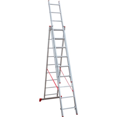 Лестница алюминиевая трёхсекционная 9*3 ступеней NV 2230 артикул 2230309 Новая высота