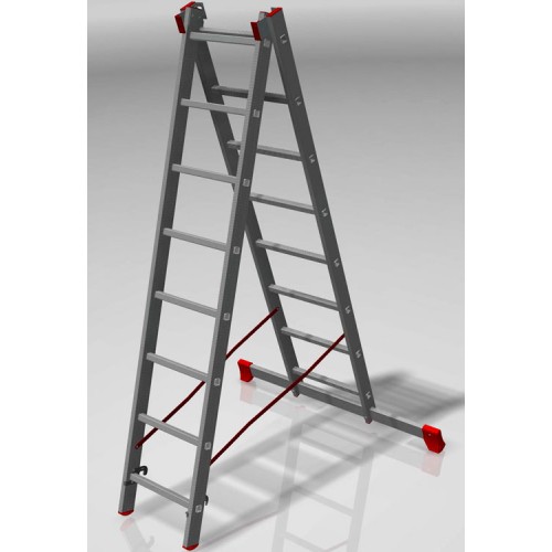 Лестница алюминиевая двухсекционная профессиональная 8*2 ступеней NV 322 артикул 3220208 Новая высота