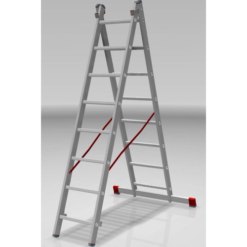 Лестница алюминиевая двухсекционная индустриальная 8*2 ступеней NV 522 артикул 5220208