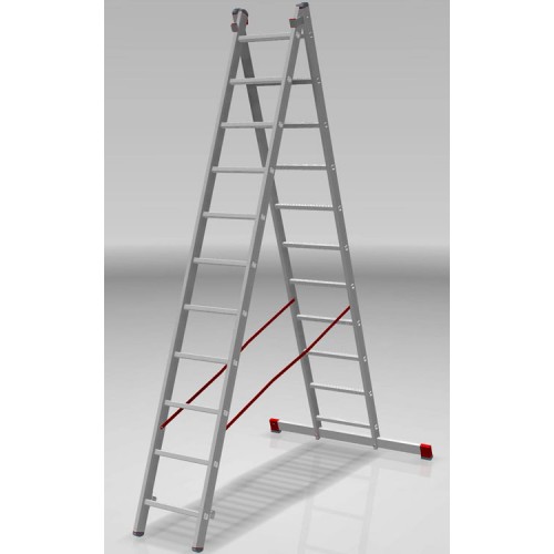 Лестница алюминиевая двухсекционная индустриальная 11*2 ступеней NV 522 артикул 5220211