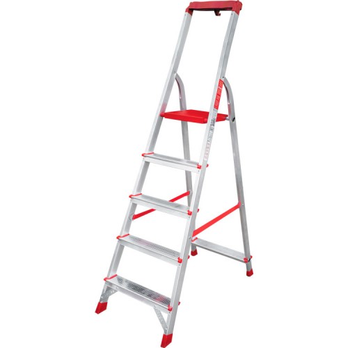 Стремянка алюминиевая 5 ступеней с лотком-органайзером профессиональная NV 3150 артикул 3150105