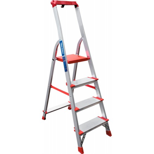 Стремянка алюминиевая с лотком-органайзером индустриальная 4 ступени NV 5150 артикул 5150104