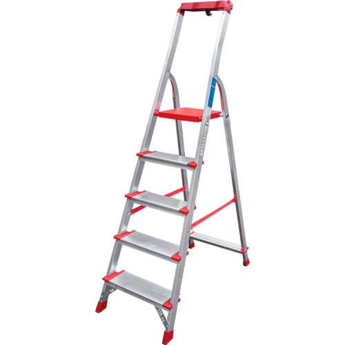 Стремянка алюминиевая с лотком-органайзером индустриальная 5 ступеней NV 5150 артикул 5150105