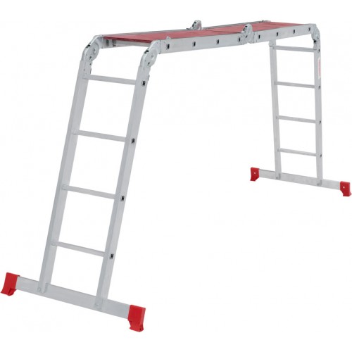 Четырёхсекционная алюминиевая многофункциональная лестница трансформер с помостом NV 2330 артикул 2330404