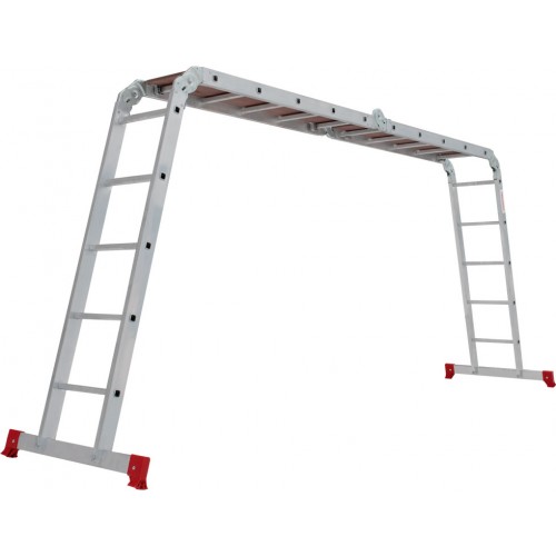 Четырёхсекционная алюминиевая многофункциональная лестница трансформер с помостом NV 2330 артикул 2330405