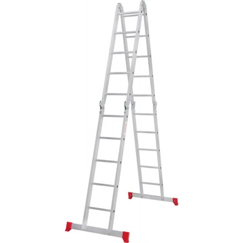 Четырёхсекционная алюминиевая многофункциональная лестница трансформер с помостом NV 2330 артикул 2330405