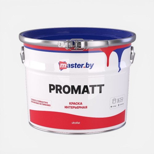 MASTER.BY PROMATT - акрилатная глубокоматовая моющаяся краска для стен и потолков - 3л (3,8 кг)