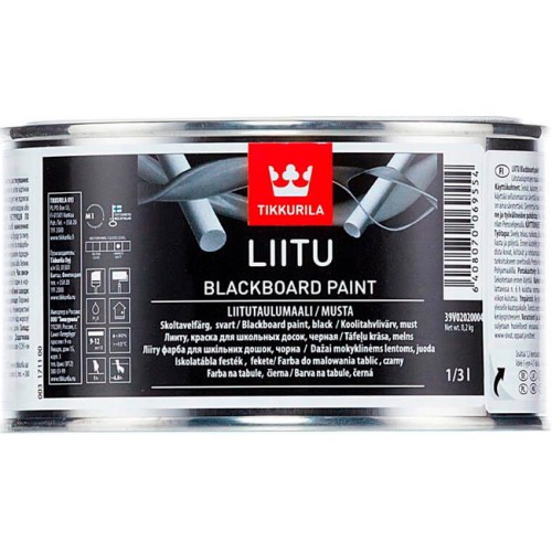 Tikkurila Liitu - краска для школьных досок, черная - 0,33л