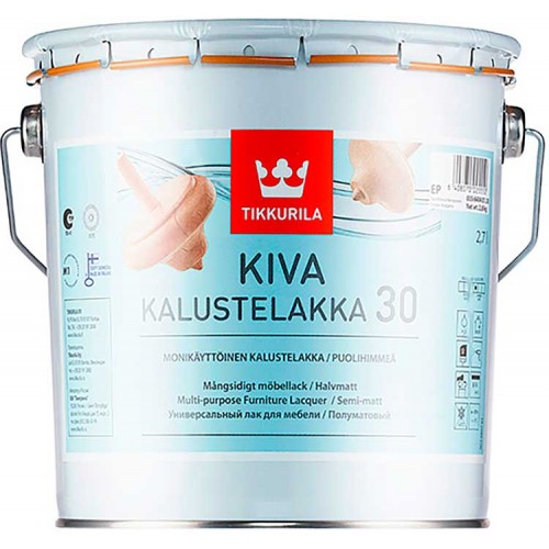 Tikkurila Kiva 30  - полуматовый акрилатный лак для дерева - 2,7л