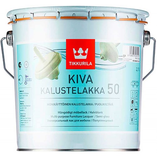 Tikkurila Kiva 50  - полуглянцевый акрилатный лак для дерева - 2,7л