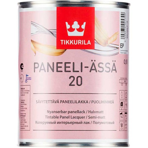 Tikkurila Paneeli Assa 20  - полуматовый акрилатный лак для дерева - 0,9л
