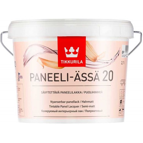 Tikkurila Paneeli Assa 20  - полуматовый акрилатный лак для дерева - 2,7л
