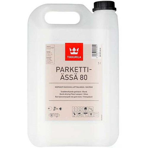 Tikkurila Parketti-Assa 80  - глянцевый полиуретано-акрилатный лак для пола - 5,0л