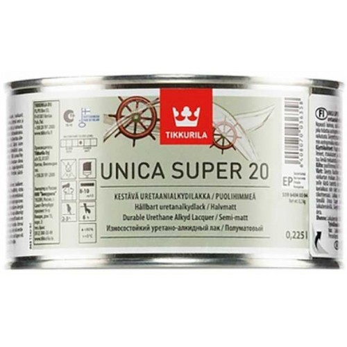 Tikkurila Unica Super - полуматовый уретано-алкидный лак для дерева - 0,225л
