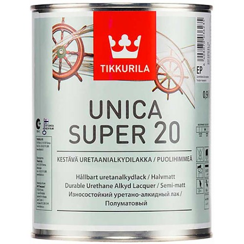 Tikkurila Unica Super - полуматовый уретано-алкидный лак для дерева - 0,9л