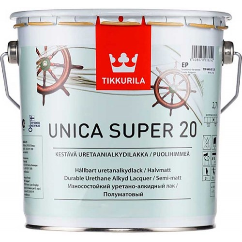 Tikkurila Unica Super - полуматовый уретано-алкидный лак для дерева - 2,7л