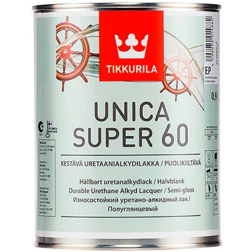 Tikkurila Unica Super  - полуглянцевый уретано-алкидный лак для дерева - 0.9л