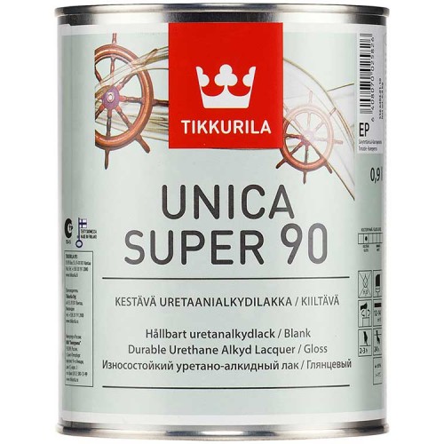 Tikkurila Unica Super  - глянцевый уретано-алкидный лак для дерева - 0.9л