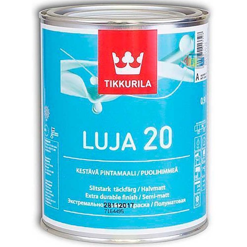 TIKKURILA LUJA 20  - полуматовая краска для влажных помещений - 0,9л