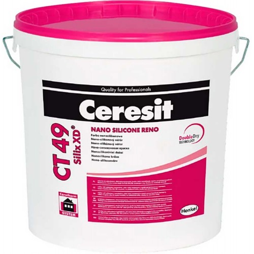 Ceresit CT 49 SILIX XD фасадная краска наносиликоновая белая 15 кг
