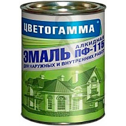 Цветогамма ПФ-115 ТУ- эмаль по металлу и древесине (красная) - 1,8кг.