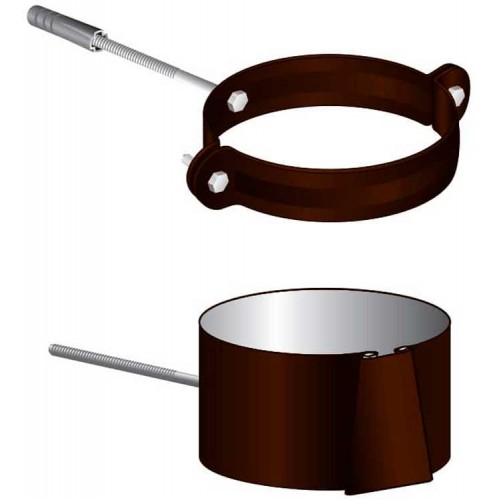 Держатель трубы из оцинкованной стали с полимерным покрытием коричневый