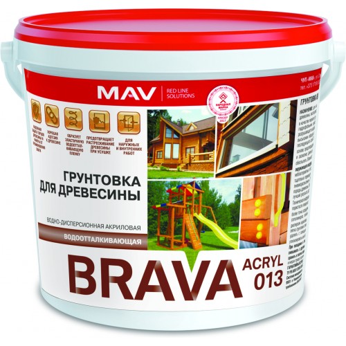 MAV BRAVA ACRYL 013 - водоотталкивающая грунтовка для защиты торцов / Бесцветная / - 3л (3,0 кг)