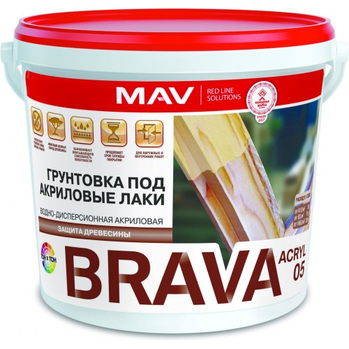 MAV BRAVA ACRYL 05 - грунтовка под акриловые лаки - 3л (2,7 кг)