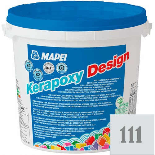 Mapei Kerapoxy Design - кислотостойкая затирка для швов, Светло-серая №111 - 3 кг.