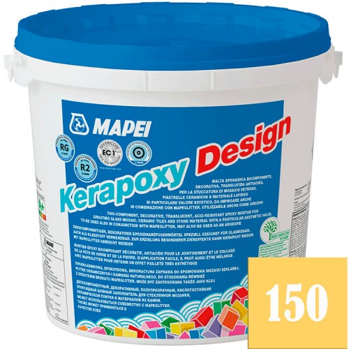 Mapei Kerapoxy Design - кислотостойкая затирка для швов, Желтая №150 - 3 кг.