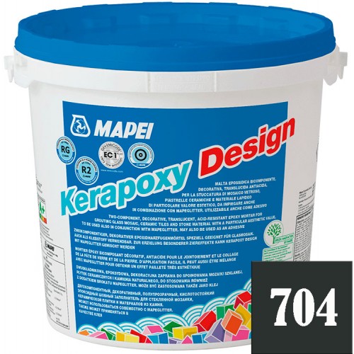 Mapei Kerapoxy Design - кислотостойкая затирка для швов, Неро №704 - 3 кг.