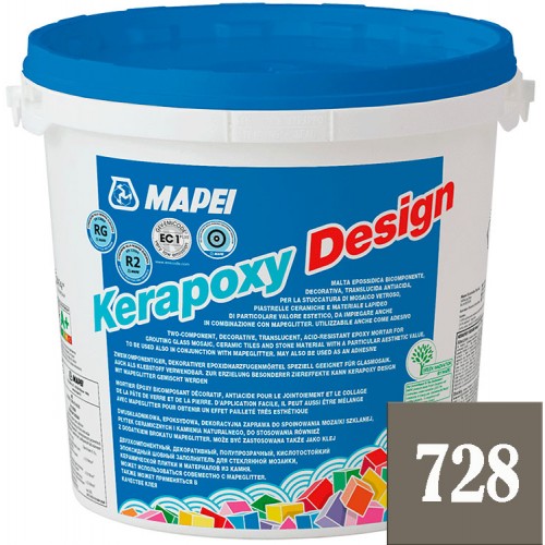 Mapei Kerapoxy Design - кислотостойкая затирка для швов, Серый Цемент №728 - 3 кг.
