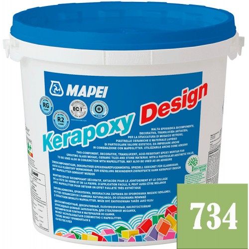 Mapei Kerapoxy Design - кислотостойкая затирка для швов, Глянцевая зеленая №734 - 3 кг.