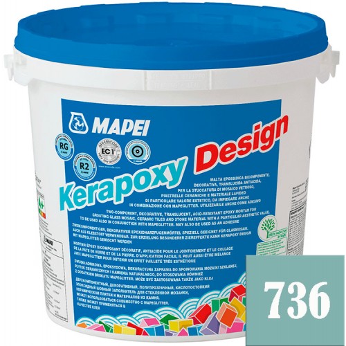 Mapei Kerapoxy Design - кислотостойкая затирка для швов, Небесная глазурь №736 - 3 кг.