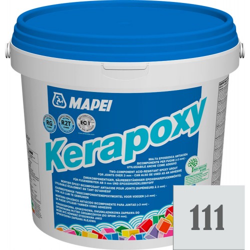 Mapei Kerapoxy - кислотостойкая эпоксидная фуга-клей, Светло-серая №111 - 10 кг.