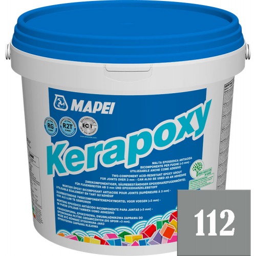 Mapei Kerapoxy - кислотостойкая эпоксидная фуга-клей, Серая №112 - 10 кг.