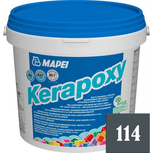 Mapei Kerapoxy - кислотостойкая эпоксидная фуга-клей, Антрацит №114 - 2 кг.