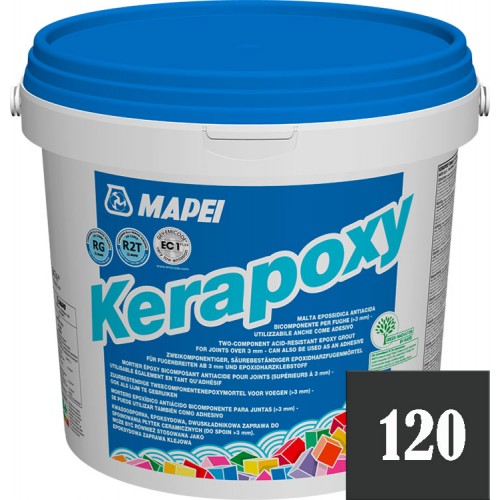 Mapei Kerapoxy - кислотостойкая эпоксидная фуга-клей, Черная №120 - 10 кг.