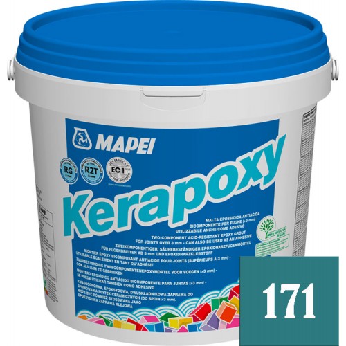 Mapei Kerapoxy - кислотостойкая эпоксидная фуга-клей, Бирюзовая №171 - 10 кг.