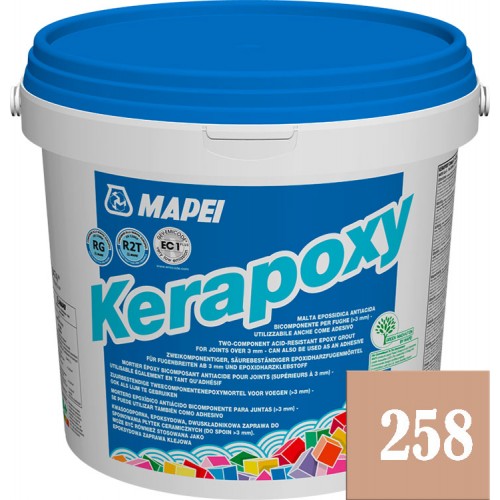 Mapei Kerapoxy - кислотостойкая эпоксидная фуга-клей, Абрикосовая №258 - 5 кг.