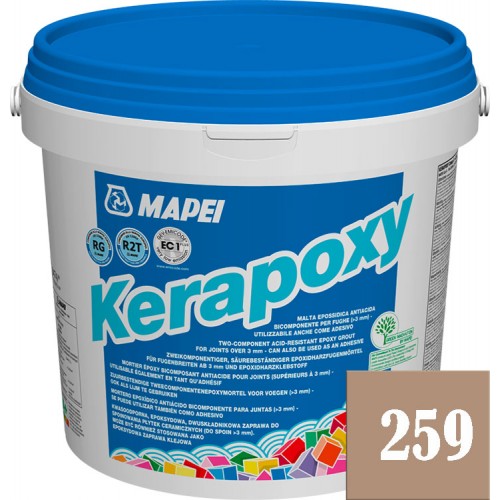 Mapei Kerapoxy - кислотостойкая эпоксидная фуга-клей, Лесной орех №259 - 5 кг.