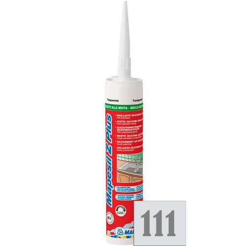 Mapei Mapesil Z Plus - противоплесневый силиконовый герметик, Светло-серый №111 - 280 мл.